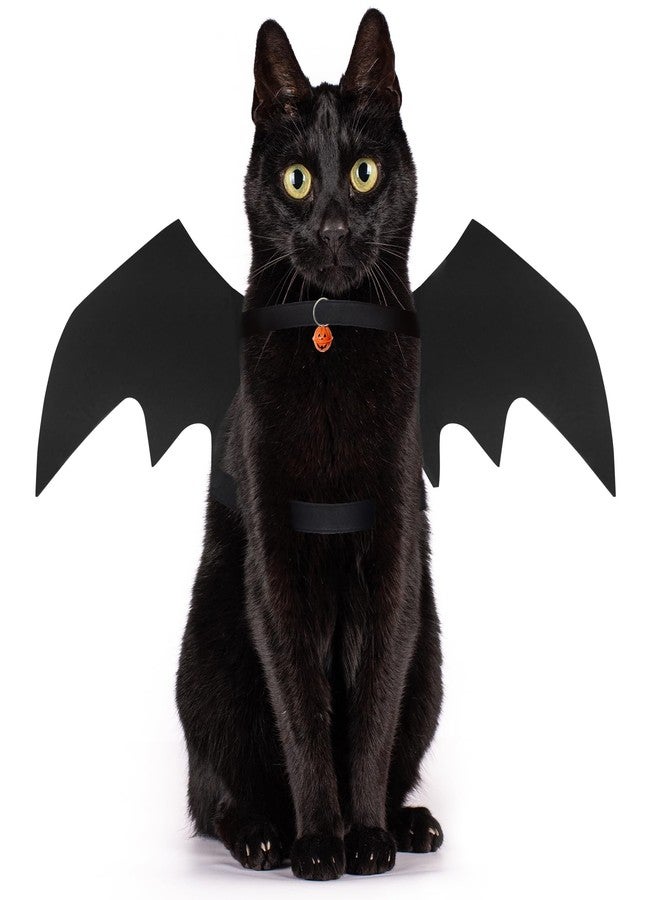 OLANRUN Cat Halloween Costume, Cat Costumes, Small Dog Halloween Costumes - Bat Wing with Pumpkin Bell for Pet Halloween Cosplay Party Dress Up Accessories (Medium) - Image 1